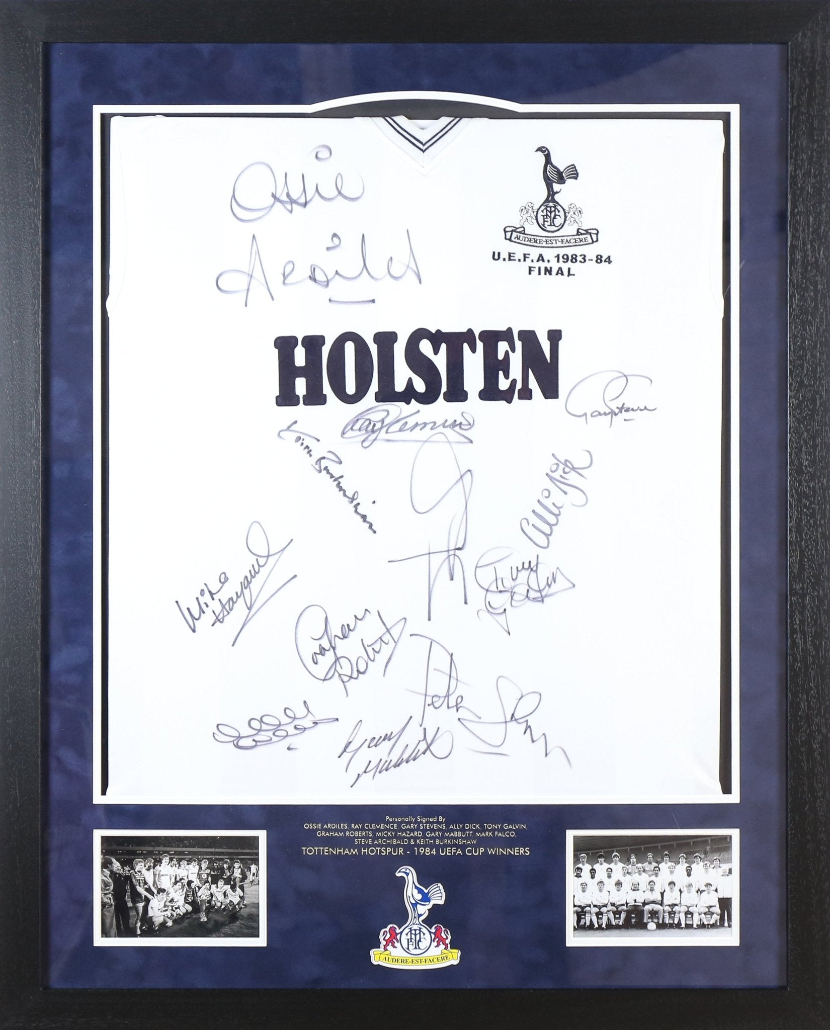 Multi Signed Spurs 1984 UEFA Cup Winners Shirt Framed Display - Memorabilia Framers Shop